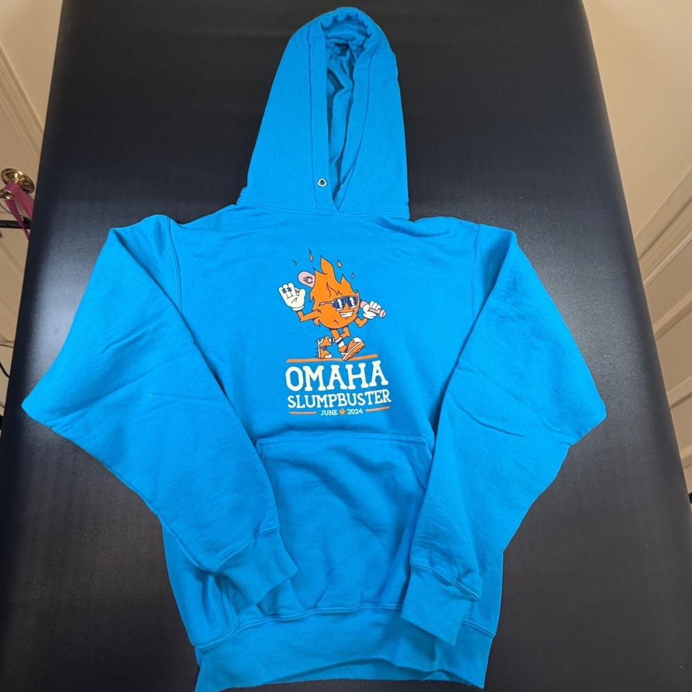Port & Company Omaha Slumpbuster 2024 Baseball Hoodie‎ Blue Mens Small J9